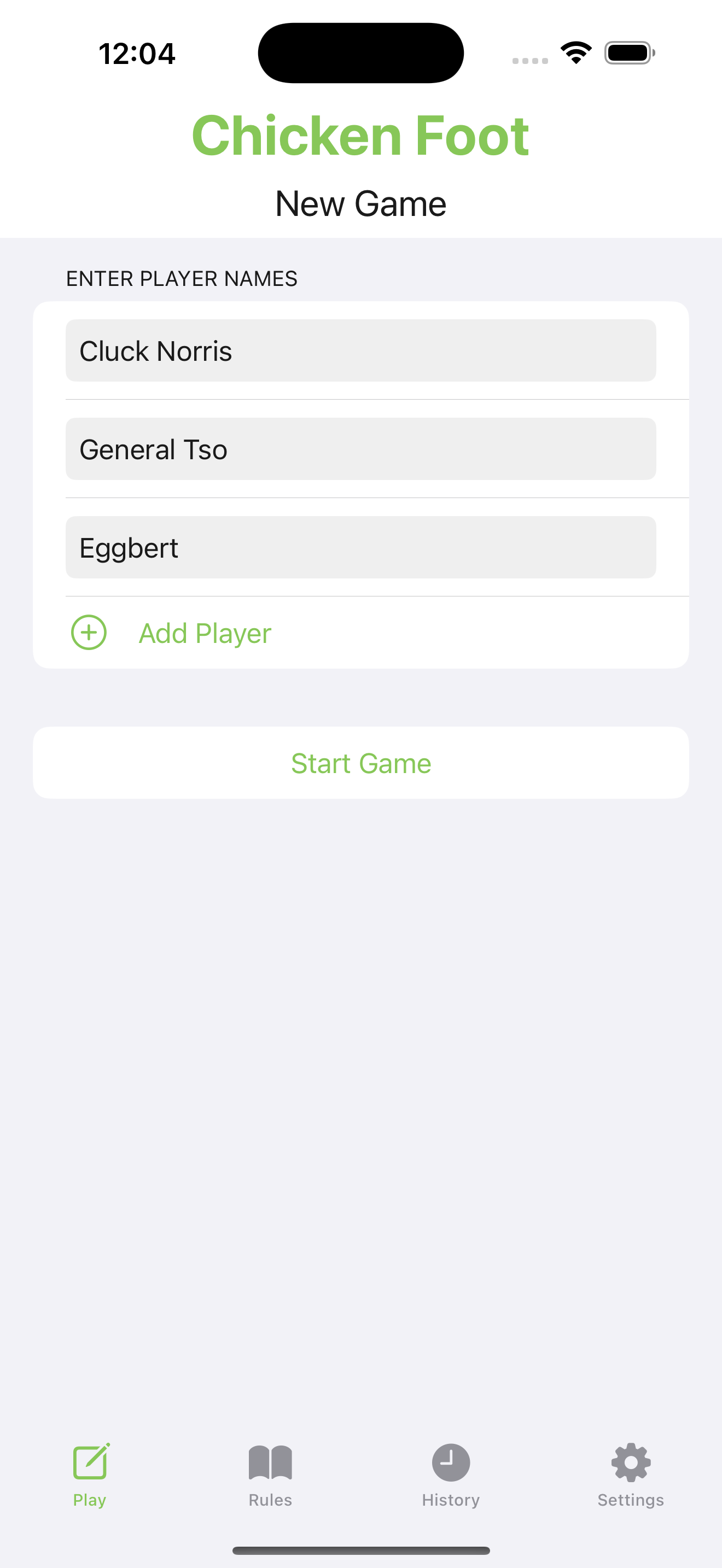 Chicken Foot – Entering Players